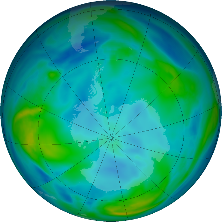 Antarctic ozone map for 23 May 2007
